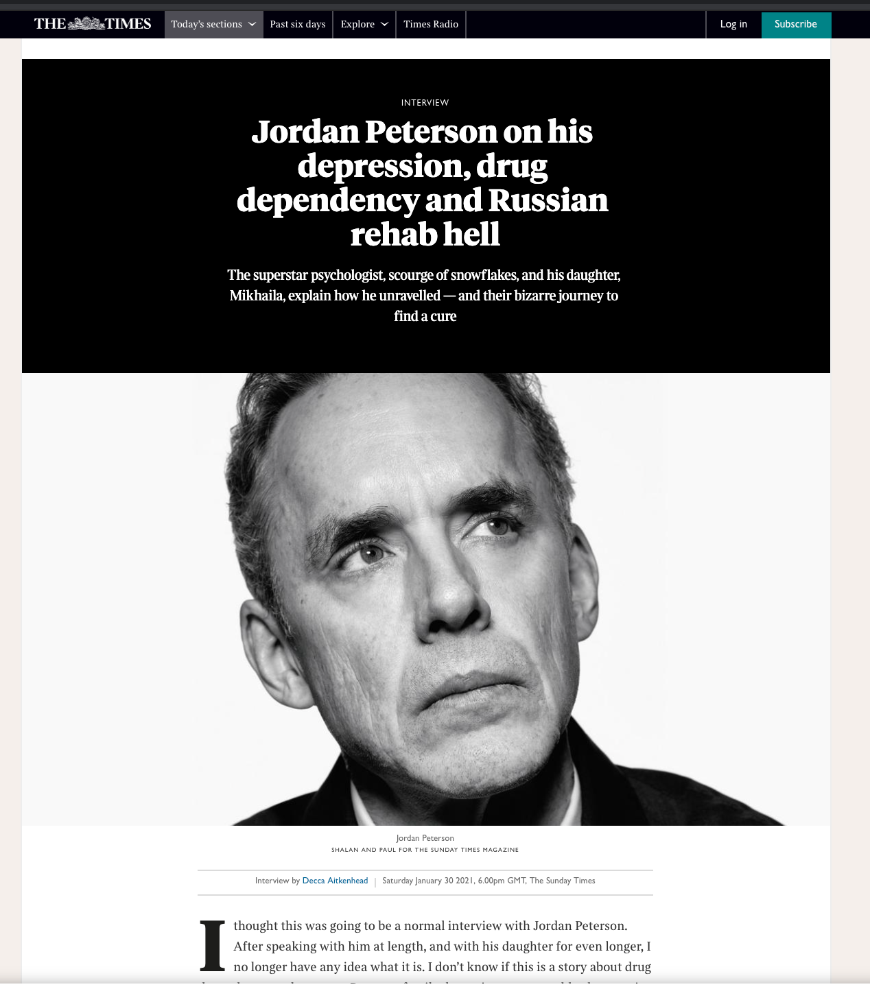 Citron Balehval frisk Why I (stupidly (?)) agreed to an interview request from the Sunday Times | Jordan  Peterson